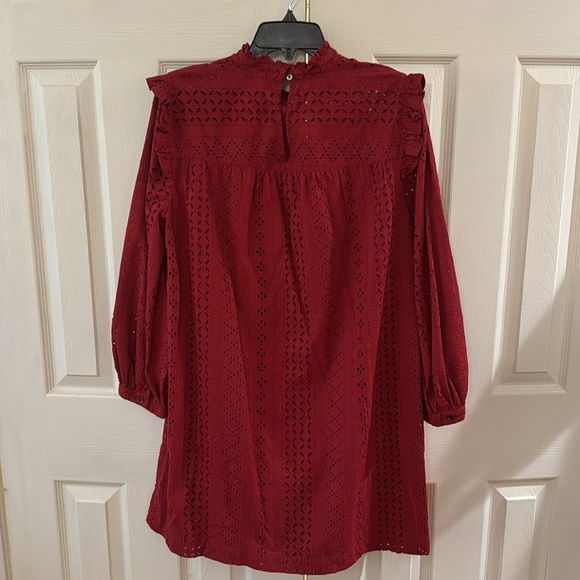 Red lace lined Madewell mini dress. Size large. - Picture 2 of 4